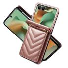For Motorola Razr 60 / Razr 2025 Rhombic Folding Leather Phone Case with Long Lanyard(Rose Gold) - 2