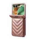 For Motorola Razr 60 / Razr 2025 Rhombic Folding Leather Phone Case with Long Lanyard(Rose Gold) - 3