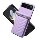 For Motorola Razr 40 Rhombic Folding Leather Phone Case with Long Lanyard(Purple) - 2