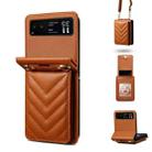 For Motorola Razr 40 Rhombic Folding Leather Phone Case with Long Lanyard(Brown) - 1