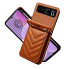 For Motorola Razr 40 Rhombic Folding Leather Phone Case with Long Lanyard(Brown) - 2