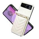 For Motorola Razr 40 Rhombic Folding Leather Phone Case with Long Lanyard(White) - 2