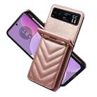 For Motorola Razr 40 Rhombic Folding Leather Phone Case with Long Lanyard(Rose Gold) - 2