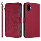For Samsung Galaxy M06 5G / F06 5G Butterfly Love Flower Multi-card Zipper Wallet Leather Phone Case(Wine Red) - 2