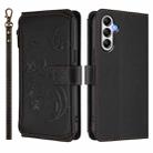 For Samsung Galaxy M14 5G Butterfly Love Flower Multi-card Zipper Wallet Leather Phone Case(Black) - 2