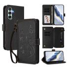 For Samsung Galaxy M15 5G / F15 5G Butterfly Love Flower Multi-card Zipper Wallet Leather Phone Case(Black) - 1