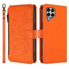 For Samsung Galaxy M33 5G Butterfly Love Flower Multi-card Zipper Wallet Leather Phone Case(Orange) - 2