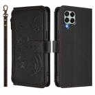For Samsung Galaxy M33 5G Butterfly Love Flower Multi-card Zipper Wallet Leather Phone Case(Black) - 2