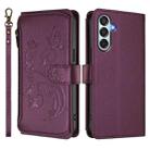 For Samsung Galaxy M34 5G / F34 5G Butterfly Love Flower Multi-card Zipper Wallet Leather Phone Case(Dark Purple) - 2