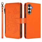 For Samsung Galaxy M35 5G Butterfly Love Flower Multi-card Zipper Wallet Leather Phone Case(Orange) - 2