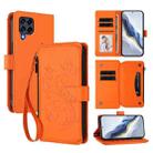 For Samsung Galaxy M53 5G Butterfly Love Flower Multi-card Zipper Wallet Leather Phone Case(Orange) - 1