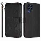 For Samsung Galaxy M53 5G Butterfly Love Flower Multi-card Zipper Wallet Leather Phone Case(Black) - 2