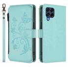 For Samsung Galaxy M53 5G Butterfly Love Flower Multi-card Zipper Wallet Leather Phone Case(Mint Green) - 2