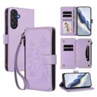For Samsung Galaxy M55 / C55 Butterfly Love Flower Multi-card Zipper Wallet Leather Phone Case(Light Purple) - 1