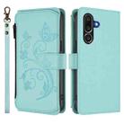 For Samsung Galaxy M56 5G Butterfly Love Flower Multi-card Zipper Wallet Leather Phone Case(Mint Green) - 2