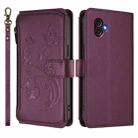 For Samsung Galaxy XCover6 Pro Butterfly Love Flower Multi-card Zipper Wallet Leather Phone Case(Dark Purple) - 2