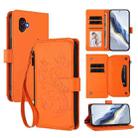 For Samsung Galaxy XCover6 Pro Butterfly Love Flower Multi-card Zipper Wallet Leather Phone Case(Orange) - 1