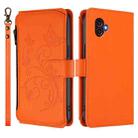 For Samsung Galaxy XCover6 Pro Butterfly Love Flower Multi-card Zipper Wallet Leather Phone Case(Orange) - 2