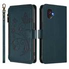 For Samsung Galaxy XCover6 Pro Butterfly Love Flower Multi-card Zipper Wallet Leather Phone Case(Dark Green) - 2