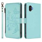 For Samsung Galaxy XCover6 Pro Butterfly Love Flower Multi-card Zipper Wallet Leather Phone Case(Mint Green) - 2