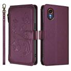 For Samsung Galaxy XCover7 5G Butterfly Love Flower Multi-card Zipper Wallet Leather Phone Case(Dark Purple) - 2