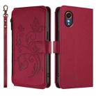 For Samsung Galaxy XCover7 5G Butterfly Love Flower Multi-card Zipper Wallet Leather Phone Case(Wine Red) - 2