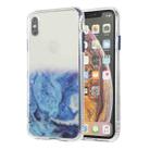 For iPhone X / XS Marble Pattern Glittery Powder Shockproof TPU Case with Detachable Buttons(Blue) - 1