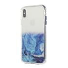 For iPhone X / XS Marble Pattern Glittery Powder Shockproof TPU Case with Detachable Buttons(Blue) - 1