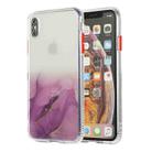 For iPhone X / XS Marble Pattern Glittery Powder Shockproof TPU Case with Detachable Buttons(Purple) - 1