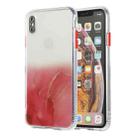 For iPhone X / XS Marble Pattern Glittery Powder Shockproof TPU Case with Detachable Buttons(Red) - 1