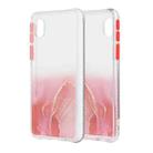 For Samsung Galaxy A01 Core Marble Pattern Glittery Powder Shockproof TPU Case with Detachable Buttons(Red) - 1