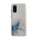 For Samsung Galaxy S20 Marble Pattern Glittery Powder Shockproof TPU Case with Detachable Buttons(Baby Blue) - 1