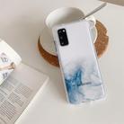 For Samsung Galaxy S20 Marble Pattern Glittery Powder Shockproof TPU Case with Detachable Buttons(Baby Blue) - 2