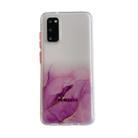 For Samsung Galaxy S20 Marble Pattern Glittery Powder Shockproof TPU Case with Detachable Buttons(Purple) - 1