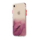 For iPhone SE 2022 / SE 2020 / 8 / 7 Marble Pattern Glittery Powder Shockproof TPU Case with Detachable Buttons(Purple) - 1