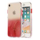 For iPhone SE 2022 / SE 2020 / 8 / 7 Marble Pattern Glittery Powder Shockproof TPU Case with Detachable Buttons(Red) - 1
