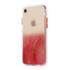 For iPhone SE 2022 / SE 2020 / 8 / 7 Marble Pattern Glittery Powder Shockproof TPU Case with Detachable Buttons(Red) - 2