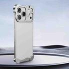 For iPhone 17 Pro Frameless Metal Corner Pad Phone Case with Lens Film(Silver) - 1