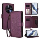 For Huawei nova 12i 4G / 13i  4G Butterfly Love Flower Multi-card Zipper Wallet Leather Phone Case(Dark Purple) - 1