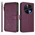 For Huawei nova 12i 4G / 13i  4G Butterfly Love Flower Multi-card Zipper Wallet Leather Phone Case(Dark Purple) - 2