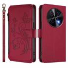 For Huawei nova 12i 4G / 13i  4G Butterfly Love Flower Multi-card Zipper Wallet Leather Phone Case(Wine Red) - 2