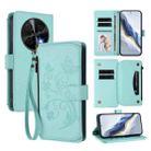 For Huawei nova 12i 4G / 13i  4G Butterfly Love Flower Multi-card Zipper Wallet Leather Phone Case(Mint Green) - 1