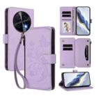 For Huawei nova 12i 4G / 13i  4G Butterfly Love Flower Multi-card Zipper Wallet Leather Phone Case(Light Purple) - 1