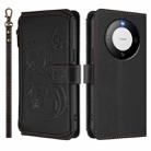For Huawei Mate 60 Butterfly Love Flower Multi-card Zipper Wallet Leather Phone Case(Black) - 2