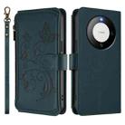 For Huawei Mate 60 Pro / 60 Pro+ Butterfly Love Flower Multi-card Zipper Wallet Leather Phone Case(Dark Green) - 2