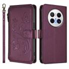 For Huawei Mate 70 Butterfly Love Flower Multi-card Zipper Wallet Leather Phone Case(Dark Purple) - 2