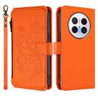 For Huawei Mate 70 Pro Butterfly Love Flower Multi-card Zipper Wallet Leather Phone Case(Orange) - 2