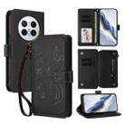 For Huawei Mate 70 Pro Butterfly Love Flower Multi-card Zipper Wallet Leather Phone Case(Black) - 1