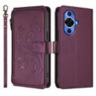 For Huawei nova 12S 4G / 11 4G / 5G Butterfly Love Flower Multi-card Zipper Wallet Leather Phone Case(Dark Purple) - 2