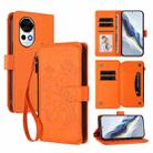 For Huawei nova 13 / 12 Butterfly Love Flower Multi-card Zipper Wallet Leather Phone Case(Orange) - 1